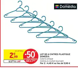 Intermarché Hyper Domedia lot de 6 cintres plastique offre