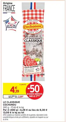 Intermarché Contact Cochonou le saucisson classique offre