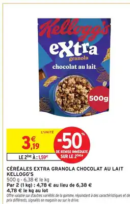 Intermarché Contact Kellogg's céréales extra granola chocolat au lait offre