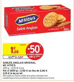 Intermarché Contact Mc vitie's sablé anglais original offre