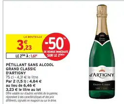 Intermarché Contact D'artigny pétillant sans alcool grand classic offre