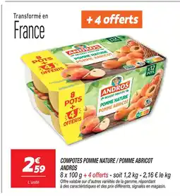 Netto Andros compotes pomme nature / pomme abricot offre