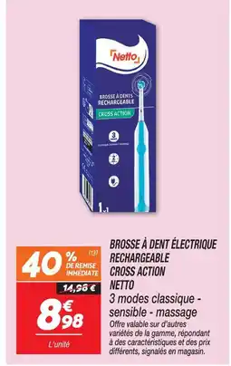 Netto Netto brosse à dents électrique rechargeable cross action offre