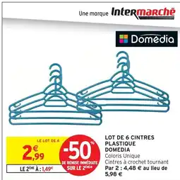 Intermarché Domédia lot de 6 cintres plastique offre