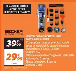 Netto Becker shaves & trims tondeuse sans fil cheveux et barbe offre
