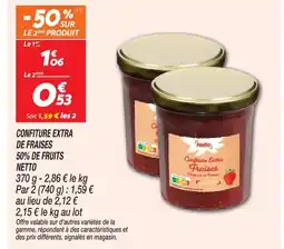 Netto Netto confiture extra de fraises 50% de fruits offre