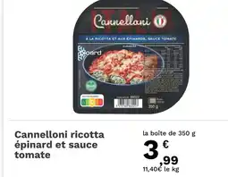 Picard Cannelloni ricotta épinard et sauce tomate offre