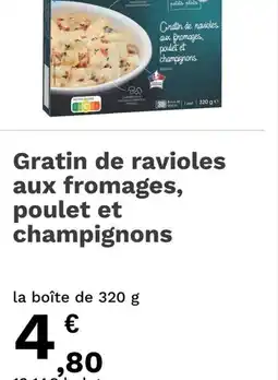 Picard Gratin de ravioles aux fromages, poulet et champignons offre
