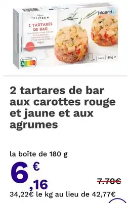 Picard 2 tartares de bar aux carottes rouge et jaune et aux agrumes offre