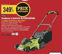 Bricorama RYOBI Tondeuse à batterie RLM36X41H40G offre