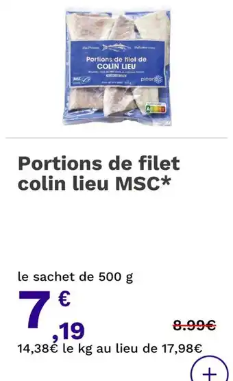 Picard Portions de filet colin lieu msc* offre