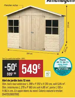 Bricorama Abri de jardin bois 12 mm offre