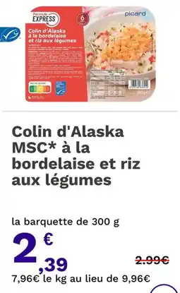Picard Colin d'alaska msc* à la bordelaise et riz aux légumes offre