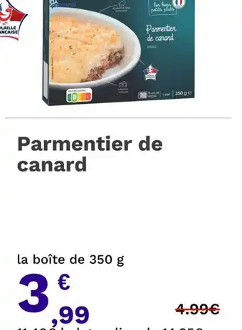 Picard Parmentier de canard offre