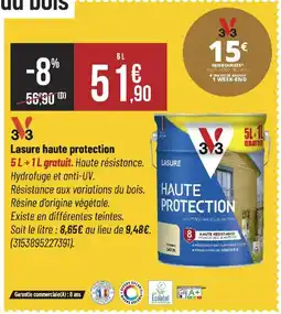 Bricorama 3V3 Lasure haute protection offre
