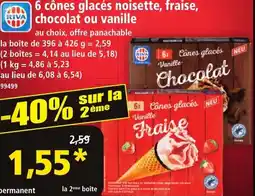 Norma 6 cônes glacés noisette, fraise, VA chocolat ou vanille offre