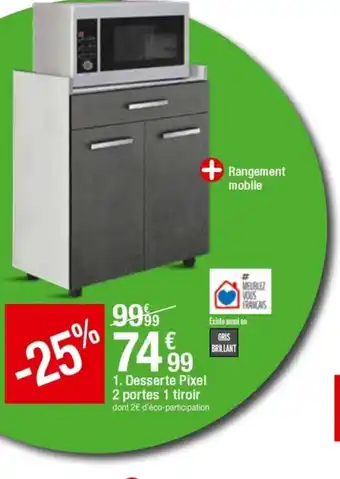 BUT Desserte pixel 2 portes 1 tiroir offre