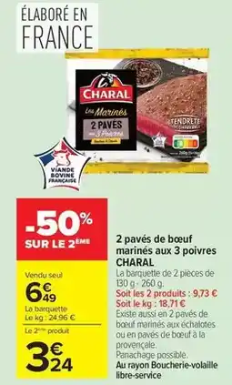 Carrefour Charal - 2 pavés de bœuf marinés aux 3 poivres offre