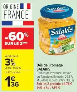 Carrefour Salakis - dés de fromage offre