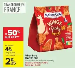 Carrefour Maître coq - wings party offre