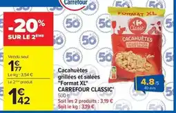 Carrefour Carrefour - cacahuètes grillées et salées format xl offre