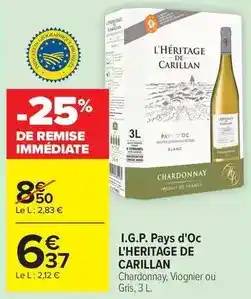 Carrefour Heritage - i.g.p. pays d'oc offre