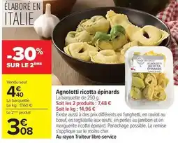 Carrefour Agnolotti ricotta épinards offre