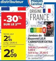Carrefour Carrefour - jambon de bayonne i.g.p. extra offre