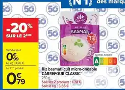 Carrefour Carrefour - riz basmati cuit micro-ondable classic' offre