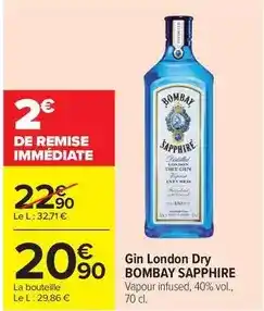 Carrefour Bombay sapphire - gin london dry offre