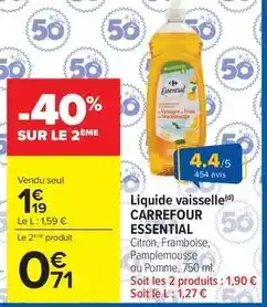 Carrefour Carrefour - liquide vaisselle essential offre