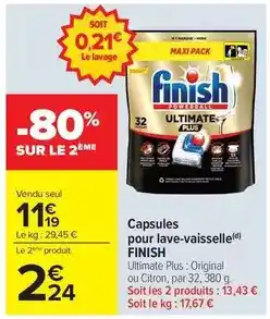 Carrefour Finish - capsules pour lave-vaisselle offre