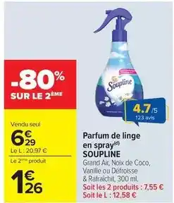 Carrefour Soupline - parfum de linge en spray offre