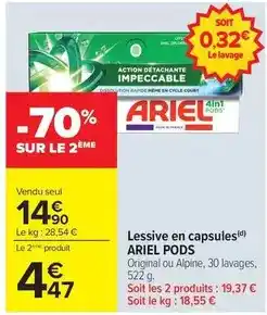 Carrefour Ariel - lessive en capsules pods offre