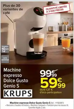 Carrefour Krups - machine expresso dolce gusto genio s offre