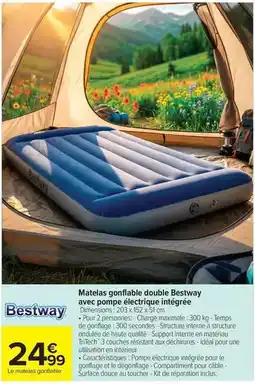Carrefour Bestway - matelas gonflable double avec pompe électrique intégrée offre