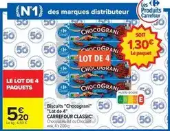 Carrefour Carrefour - biscuits chocograni lot de 4 classic offre