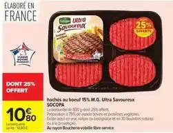 Carrefour Socopa - hachés au boeuf 15% m.g. ultra savoureux offre