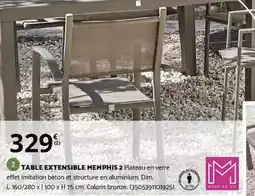 Bricorama Dim - table extensible memphis 2 plateau en verre offre