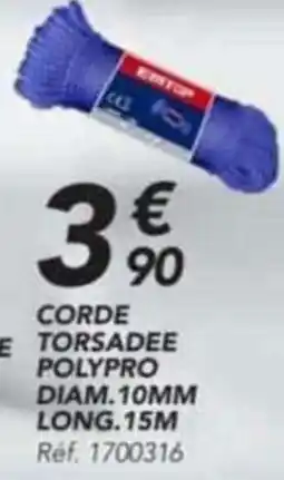 Les Briconautes CORDE TORSADEE POLYPRO DIAM.10MM LONG.15M offre