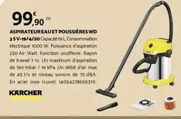 Bricorama ASPIRATEUREAU ET POUSSIÈRES WD 3SV-19/4/20 offre