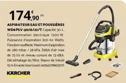 Bricorama ASPIRATEUR EAU ET POUSSIÈRES WD6PSV-30/6/22/T offre