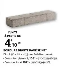 Bricorama BORDURE DROITE PAVÉ SEINE offre