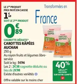 Auchan Carottes Rapées Auchan offre