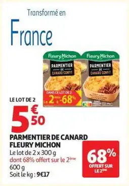 Auchan PARMENTIER DE CANARD FLEURY MICHON offre