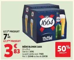Auchan Bière Blonde 1664 offre