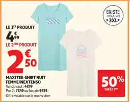 Auchan Maxi Tee-Shirt Nuit Femme Inextenso offre