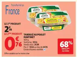 Auchan Taboulé Au Poulet Martinet offre