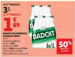 Auchan BADOIT EAU MINÉRALE GAZEUSE VERTE offre