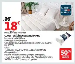 Auchan Couette Légère Colas Normand offre